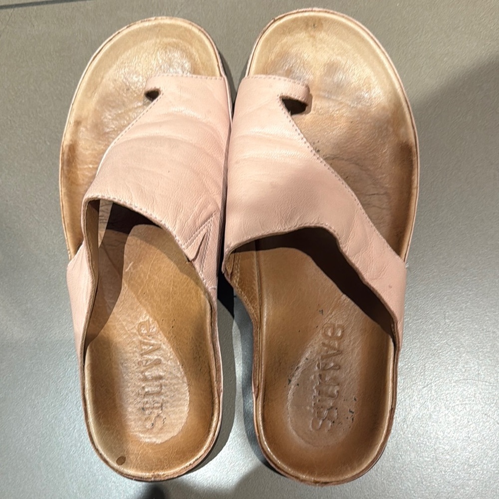 Pink Slip-On Sandals with Wide Strap and Flat Sole